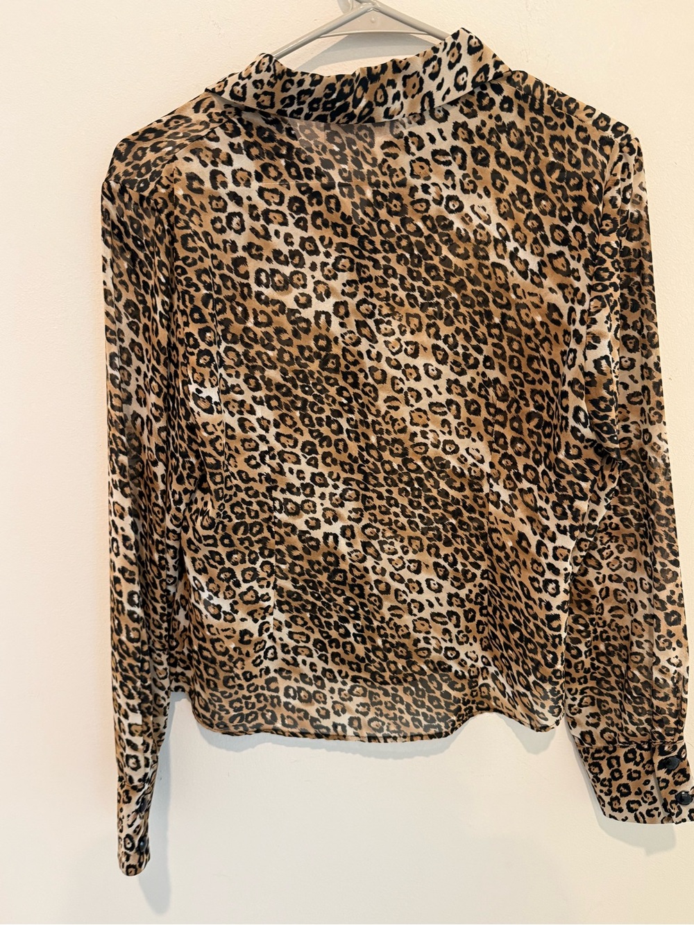 White House Black Market Leopard Print Button-Up Blouse in Brown and Black - Picture 2 of 8